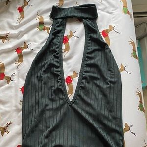 Fashion Nova forest green low cut bodysuit